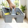 Cleaning Supply Tray Open Top Plastic Tool Storage Box With Center Slots and Carry Handle for Household Tasks, Detailing Gear, and Garage Use