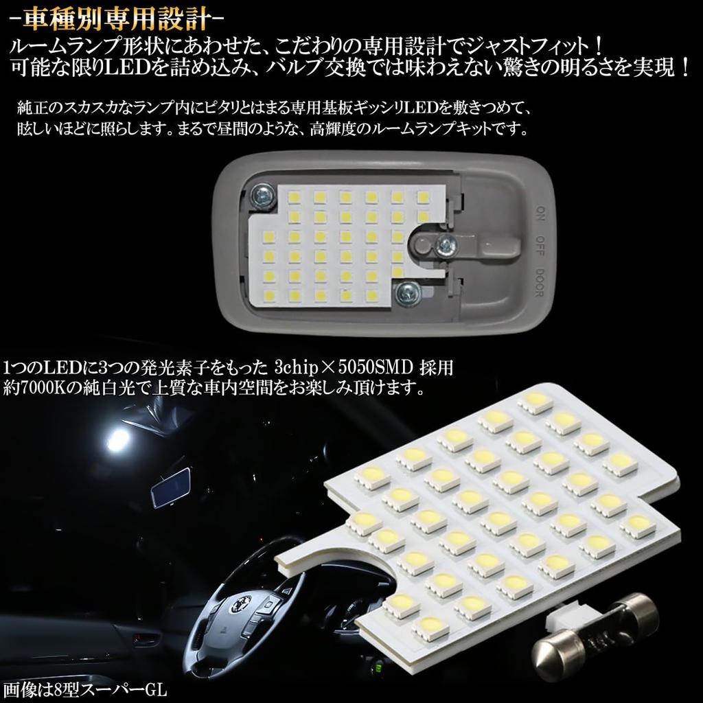 200 Series Hiace LED Room Lamp Deluxe DX Grade 4 Type 5 6 7 8 White with License Lamp