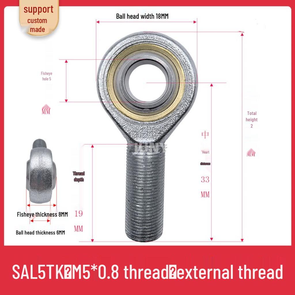Spherical Plain Bearings: Universal Joint Ball Joint Rod End, Internal SI, External SA, Sizes 5-40