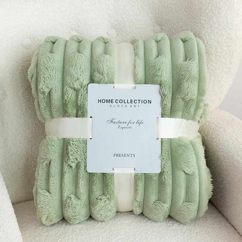 Soft and Comfortable Thickened Imitation Rabbit Down Bamboo Knot Blanket Leisure Office Nap Flannel Blanket