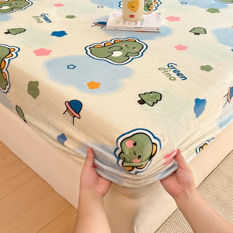 Flannel Bed Sheet Winter Warm Plush Fitted Sheet Soft Mink Cashmere Bed Linen Mattress Cover Elastic Bedspread