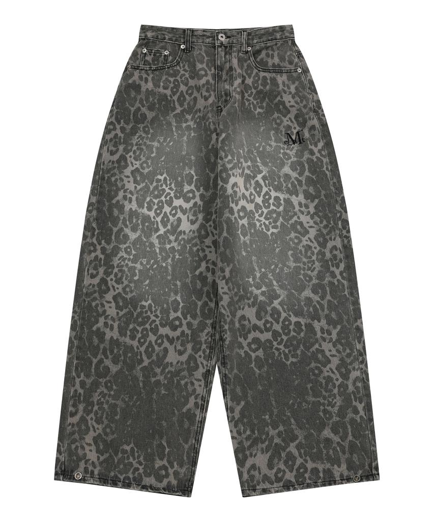 MUCENT Dit Snap Button Leopard Wide Pants