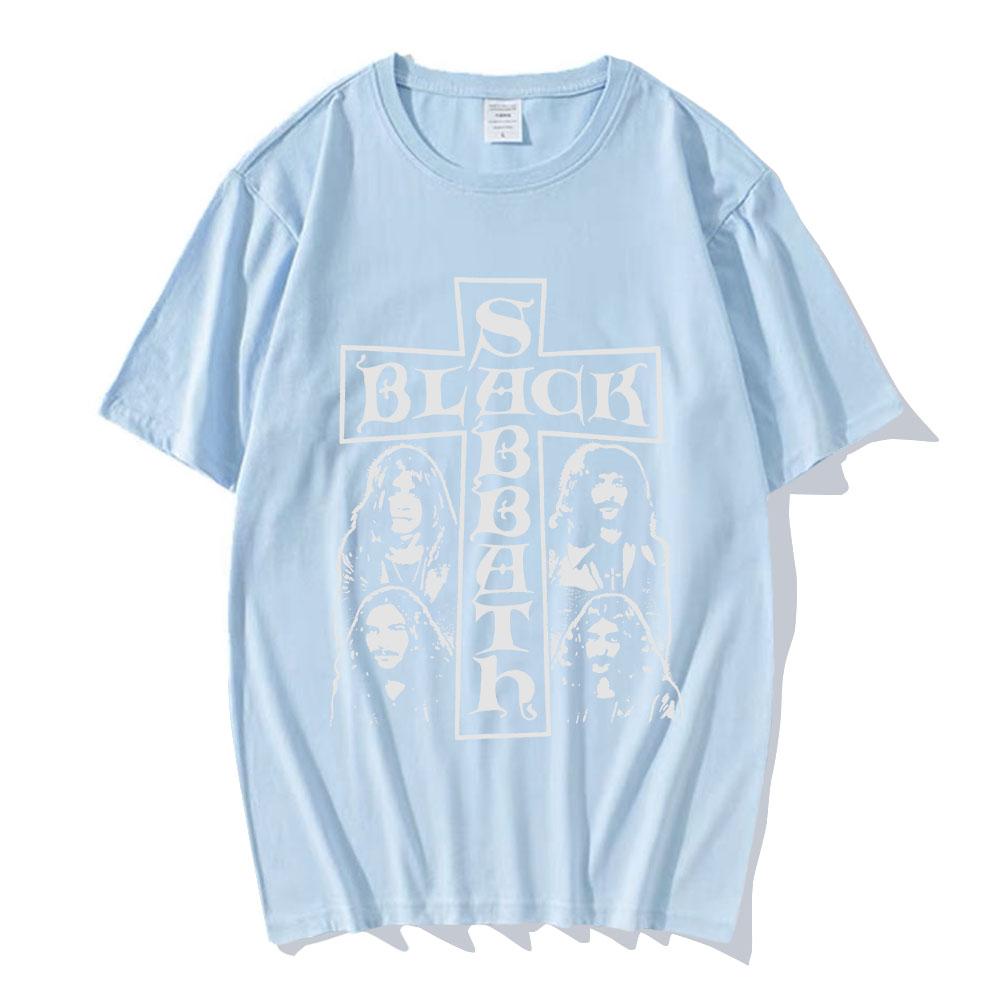 Never Say Die Henry T-Shirt Black Sabbath Rock Band Tshirts Short Sleeve Cotton Loose Tee-shirt Grunge Hip Hop Streetwear