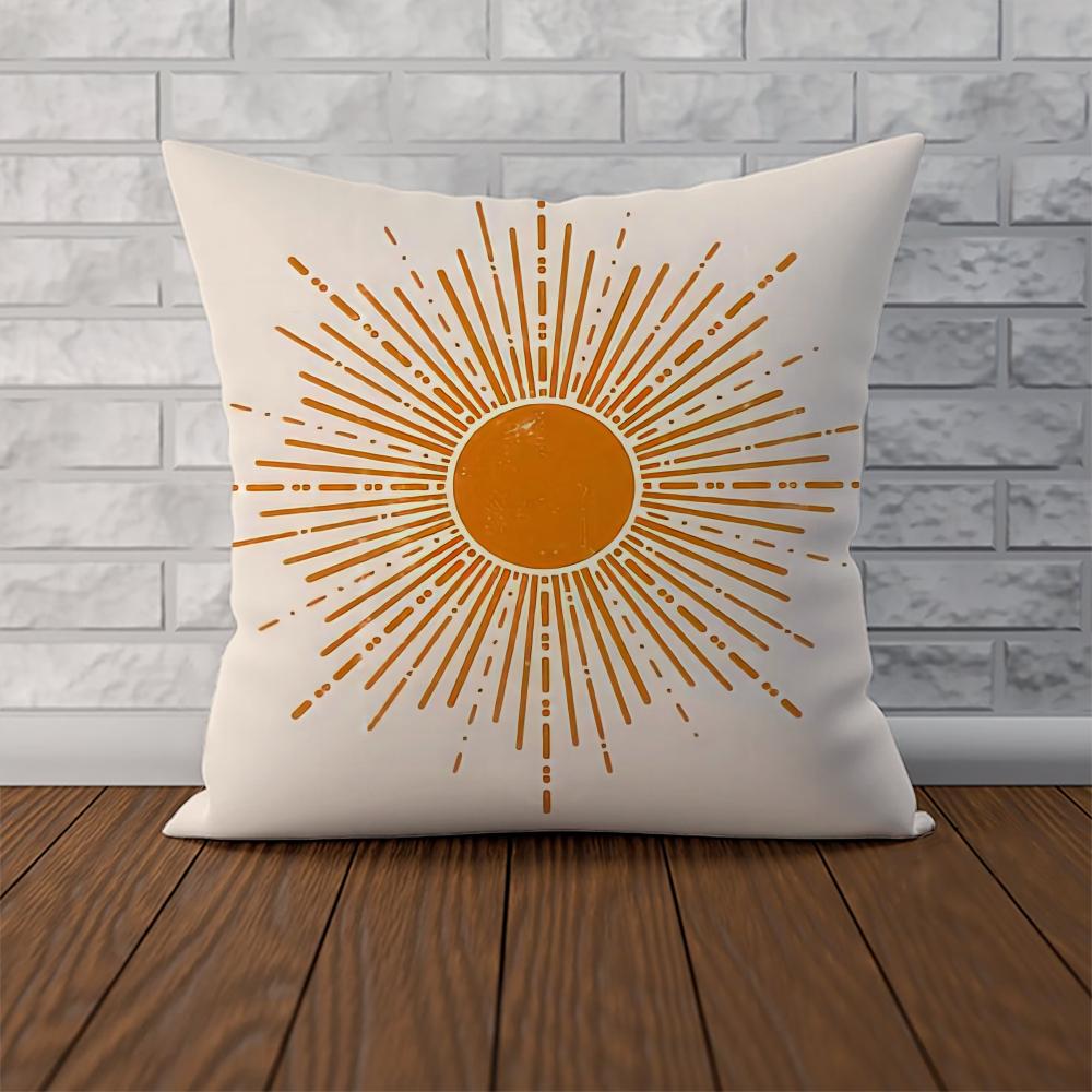 Retro Modern Sun Pillow Case For Car Sofa Decorative Home Doublesided Print Plush Square Throw Pillow Cushion Cover