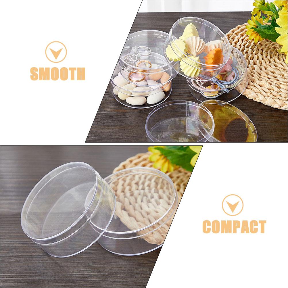6pcs 12cm Clear Round Candy Box With Lid Transparent Party Favor Boxes Wedding Small Storage Containers For Jewelry Beads Crafts