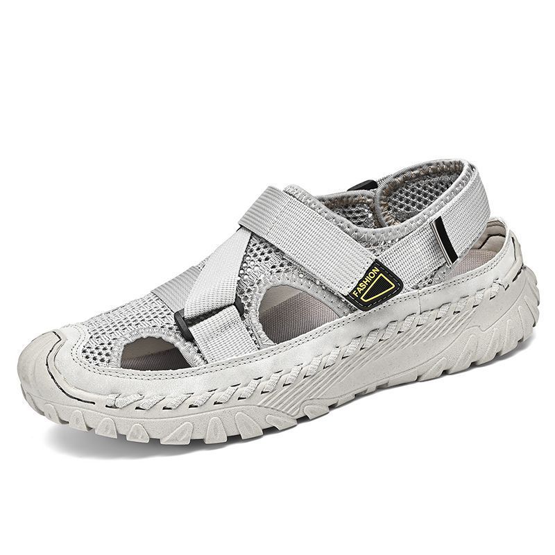 

Летние мужские сандалии из кожи Мужская повседневная обувь Мужские кожаные сандалии для отдыха на природе Мужская пляжная обувь Римская мужская обувь 46 серый