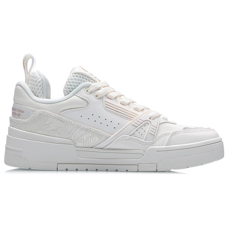 Li Ning 001 BTC Skateboard Shoes Women's Low Top White/Gold AECR002-3