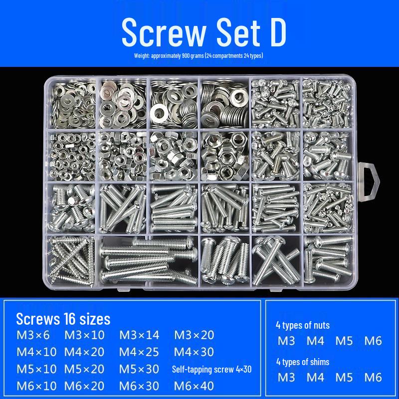 Baolian Self-Tapping Screw Set: Round, Phillips Pan Head, Nut, Cap, Washer - Sizes M2 M3 M4 M5 M6