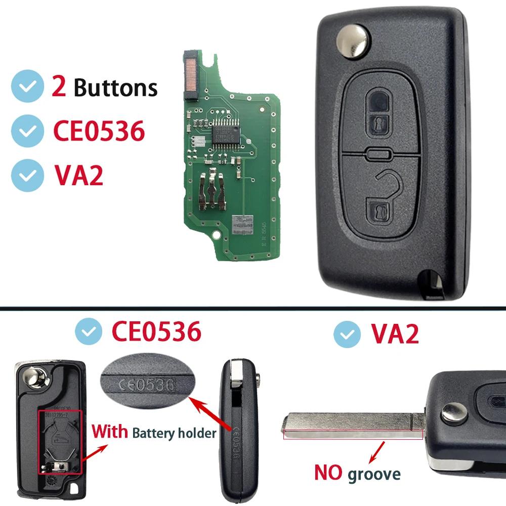 ASK FSK For Citroen C2 C3 C4 C5 C6 Xsara Berlingo For Peugeot 207 307 308 407 607 807 HU83 VA2 CE0536 CE0523 Flip-fjernkontroll bilnøkkel