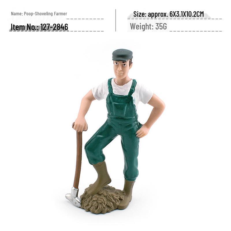 Cross-Border Farm Scene Worker Doll: Female Farmer with Shovel Ornament for Model Landscaping