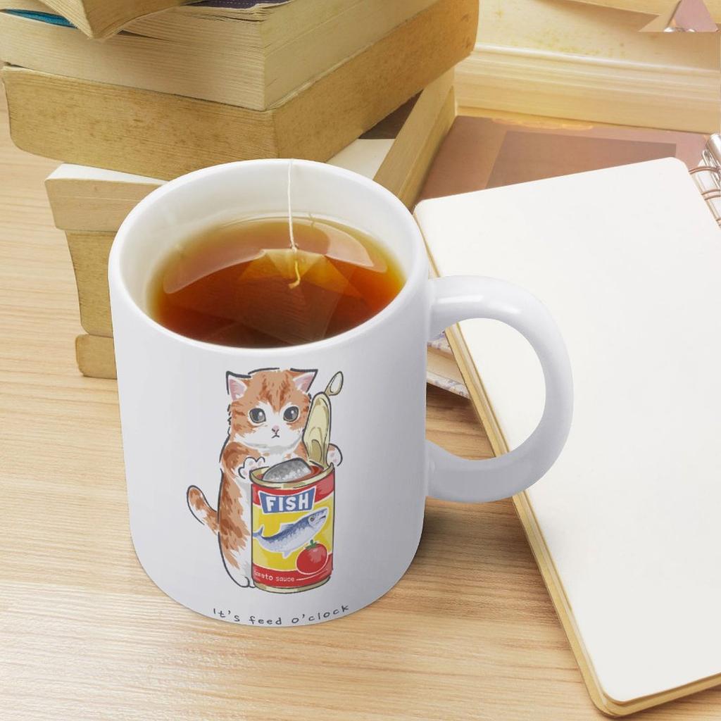 1 Stück 11oz Weiße Keramiktasse Beidseitig bedrucktes Muster Langlebige Kaffeetasse Ideal für Zuhause Büro Geschenk Teilen