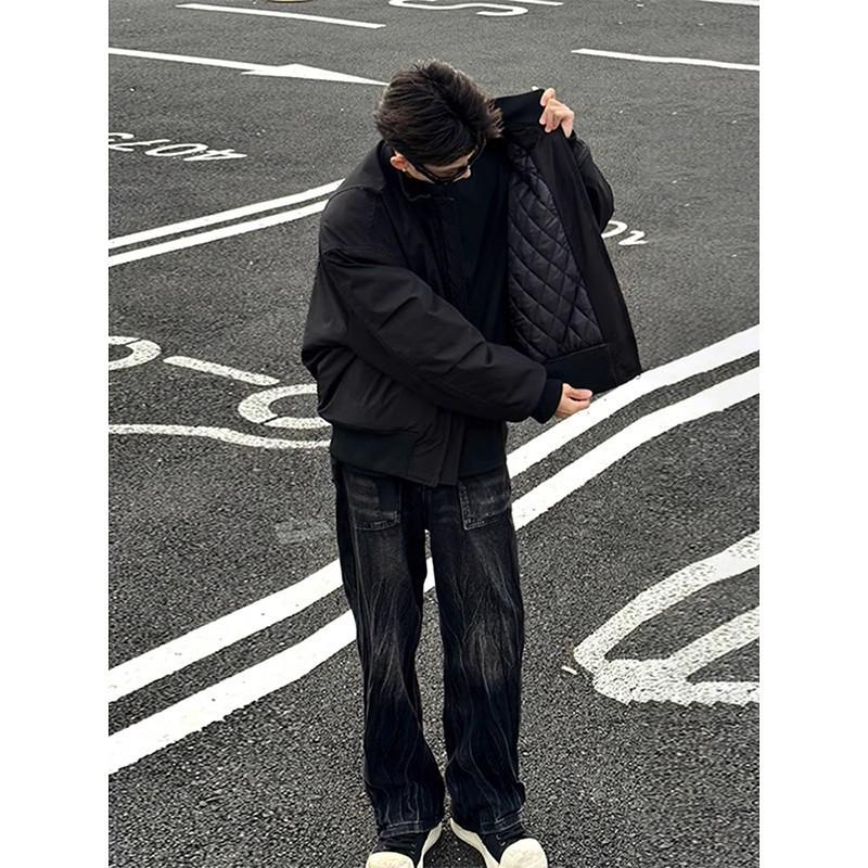 

Men s American-Style Cotton Bomber Jacket - Winter, Thick, Warm, Short Silhouette 3XL чорний