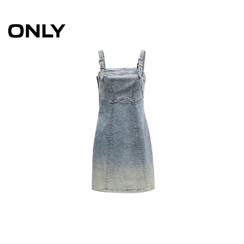 ONLY 2024 Autumn Retro Washed Gradient Denim Suspender Mini Dress