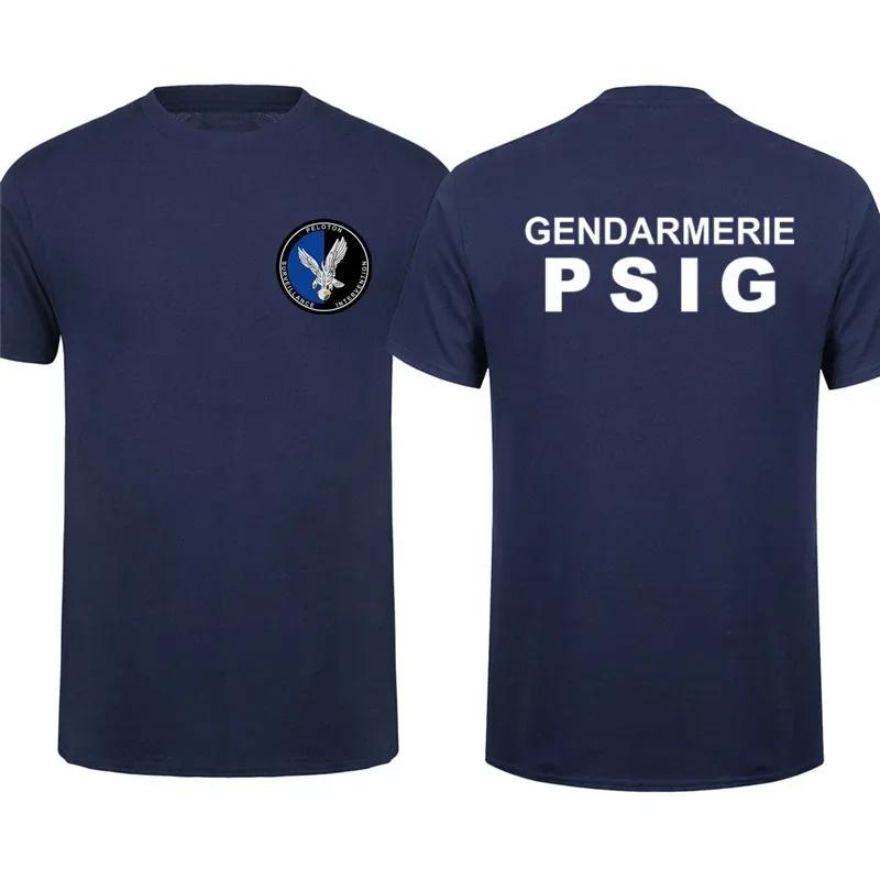 Short Casual Cotton ShirtsFrench Gendarmerie T Shirt Short Sleeve Gendarmerie PSIG T-shirt Man Sweat-absorbent T-shirt Tops Tees