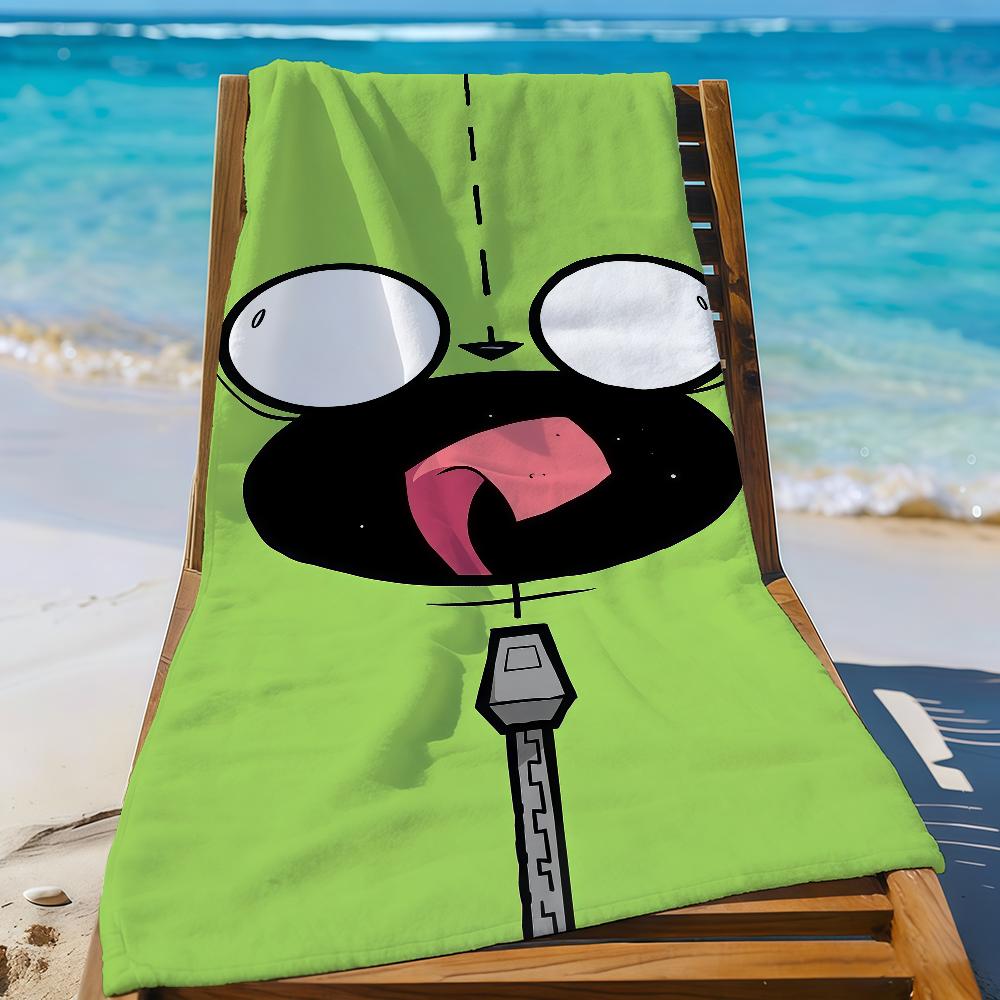 

Cartoon I-Invader Z-Zim Towel Sports Quick Dry Travel Camping Gear Sandproof Soft Light Large Beach Towel W30*H60(CM)