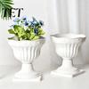 Large Plastic Planter White Urn Pot, Tall Vintage Roman Column Flowerpot, Decorative Flower Pot Plant Container for Indoor Outdoor Garden Front Porch