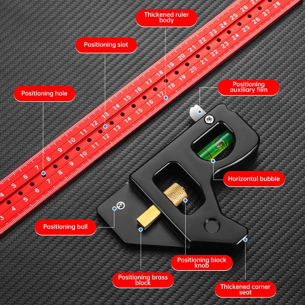 Woodworking Precision Pocket Ruler Metal Slide Ruler T Track Combination Ruler Marking Measuring Tool