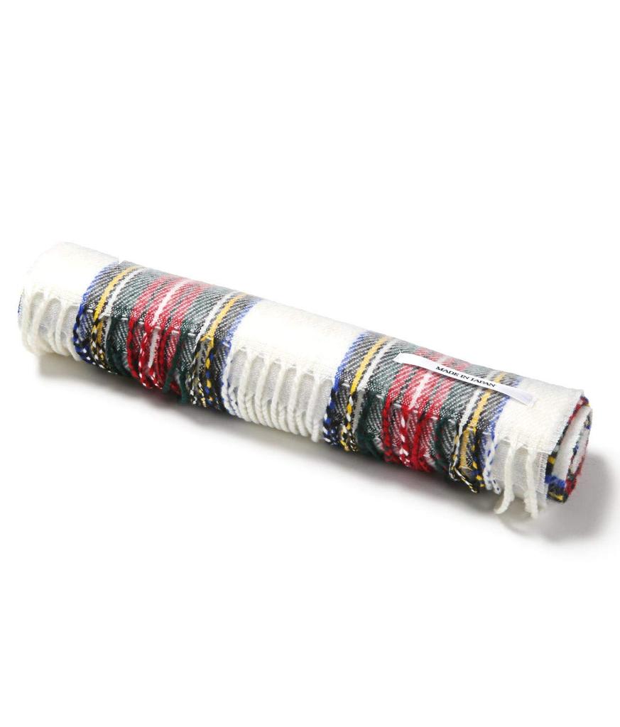 Rug Style Knitted Made in Solid Color Check Black x Men's Scarf/Stole, Japan, & Pattern, Gift, Gray, pm-6955