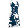 Women Summer Wrap V Neck Adjustable Spaghetti Straps Chest Pleats Casual Ruffle Dress Summer Beach Knee Length Dress Open Back Off Shoulder Dress