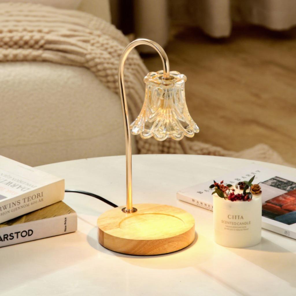 Modern Luxury Fragrance Wax Burner Lamp Glass Shade AC Powered Halogen Bulbs Simple Flexible Candle Warmer Lantern Base 2-Year