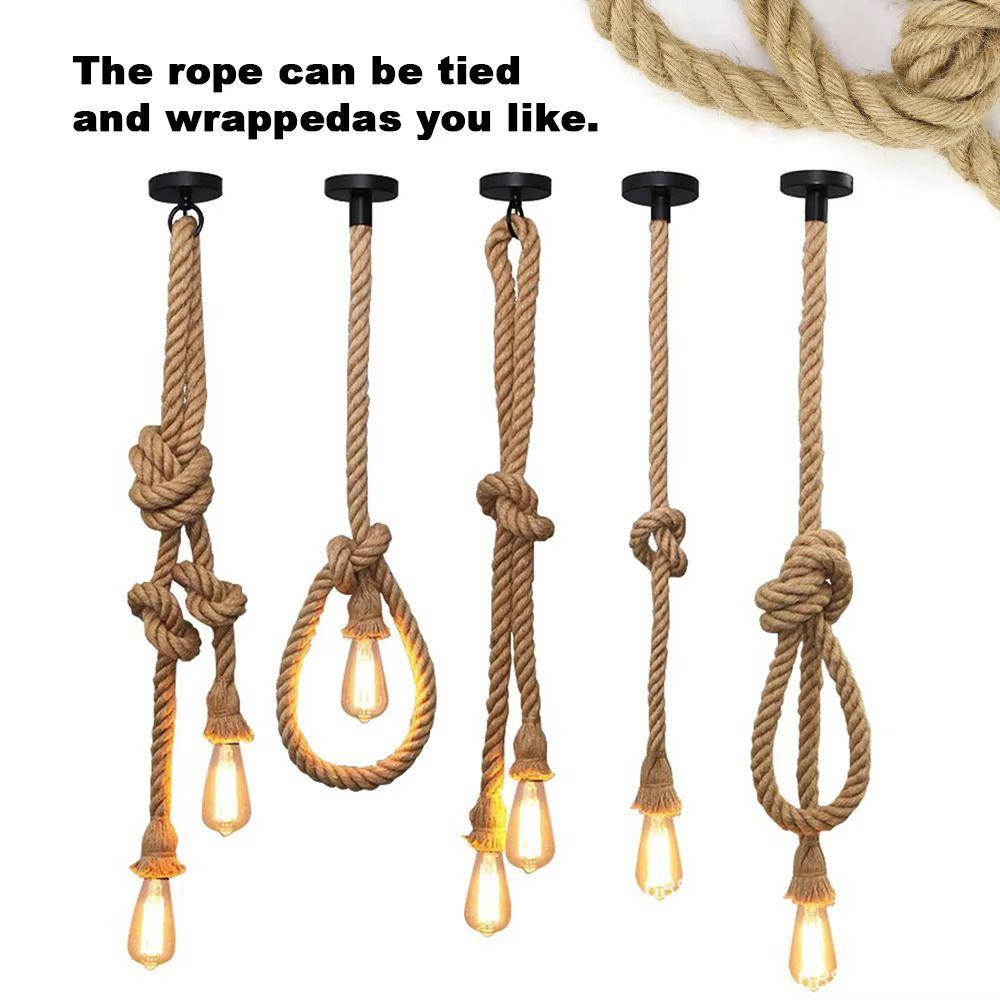 Creative Rope Lamp Durable Minimalist Edison Bulb Chandelier Edison Bulb Hemp Rope Material Hemp Rope Pendant Lamp Coffee Shop