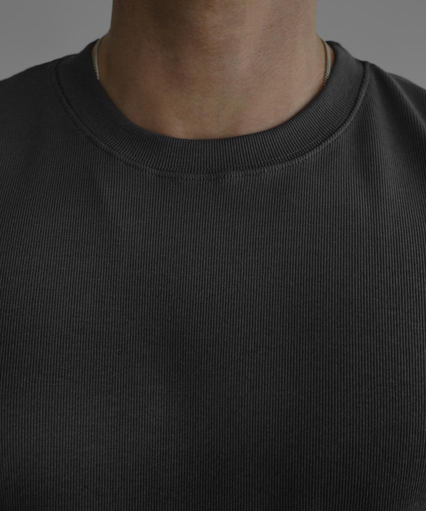 Baulopeulodeogteu Fine Ribbed Muscle Long Sleeve Knit Tee [Charcoal]
