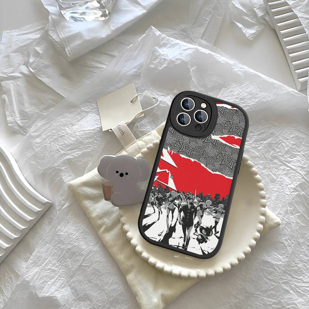 Persona 5 For iPhone 16 15 14 13 12 11 Pro Max Plus Shockproof Leather Soft Phone Cover