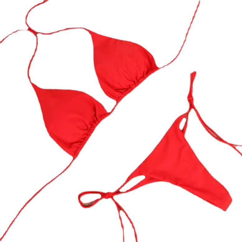 Halter Tie Multicolor Bikini Set - Women's Two-Piece Swimsuit