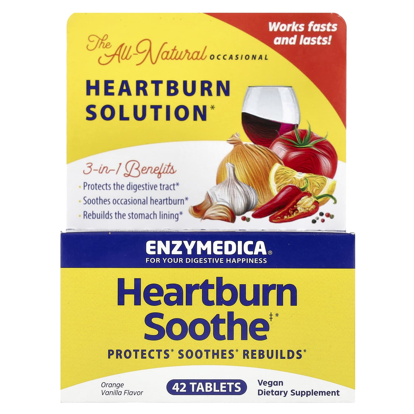 

Heartburn Relief, Orange Vanilla, 42 Tablets