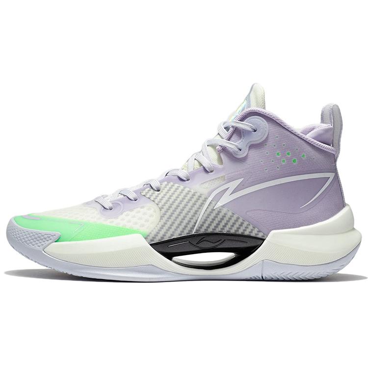 New LiNing Ultra Light Cushioning Anti Slip And Wear Resistant Breathable Coverage Support Mid Top Basketball Shoes Lilac ABAS027-5