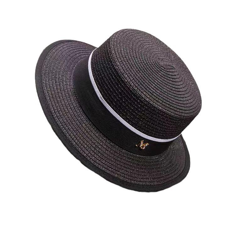 Fashion straw hat women's beach seaside vacation straw hat sun hat sun protection sun hat top hat new flat top hat