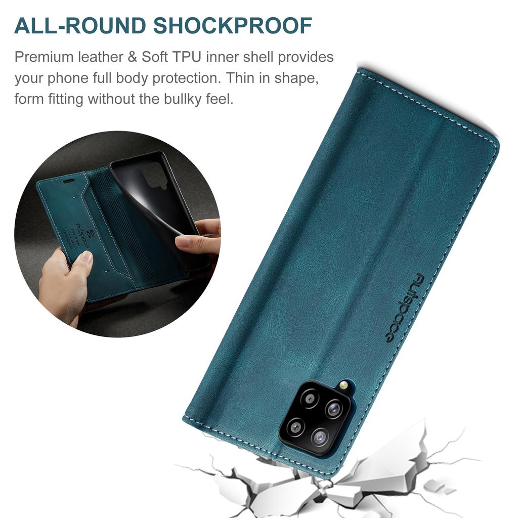 For Samsung Galaxy M42 5G/Galaxy A42 5G Wallet Case AUTSPACE A01 Leather Stand Cover with RFID Blocking Card Holder