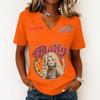 Women's Fashion Casual Letter Print V-Neck Short Sleeve Pullover Top