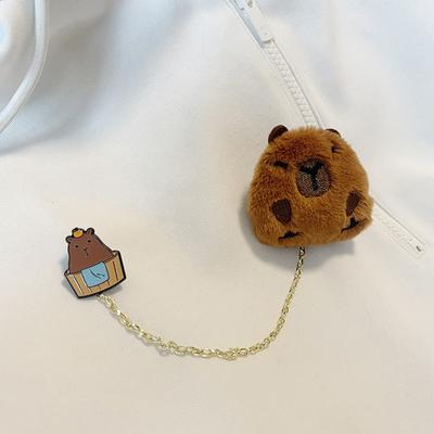 Cartoon Plush Capybara Corsage Cute Animal Badges Personality Brooch Clothing Backpack Pins Decor For Girls Kids Gift