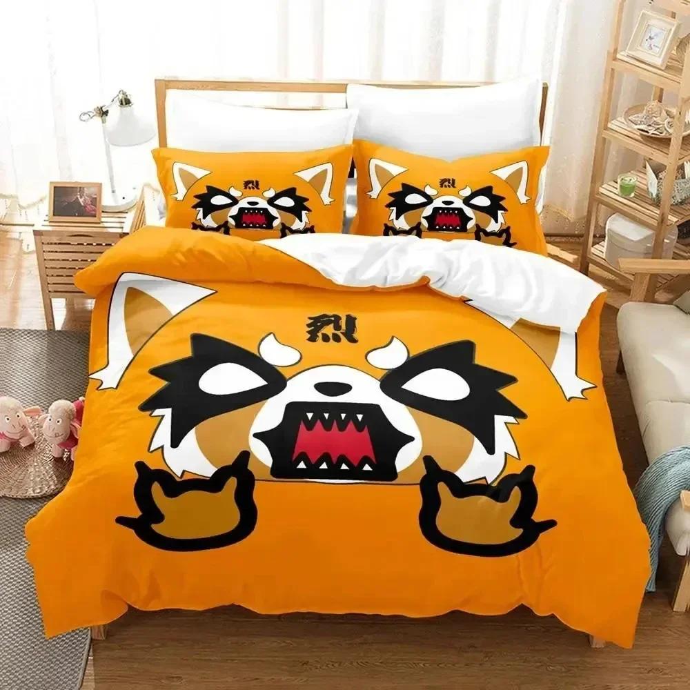 Anime Aggretsukos Bedding Set Printed Bed Set With Pillowcase Bed Duvet Cover Soft Queen King Size Bedclothes Home Customizable