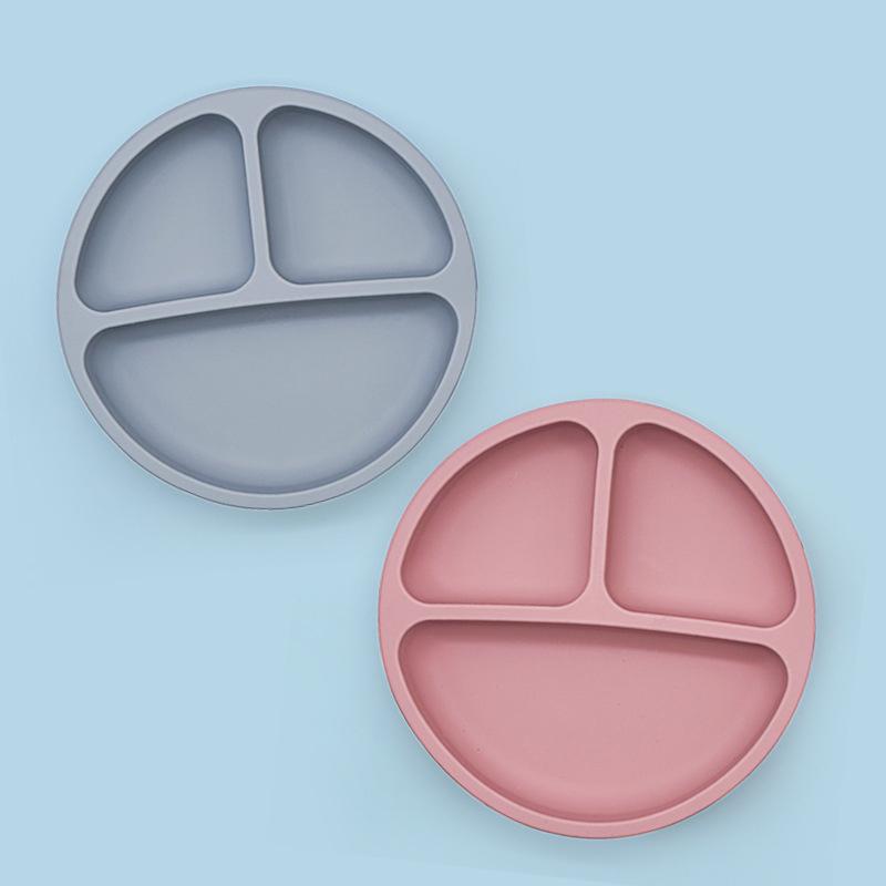 Baby Silicone Feeding Set 3 Pieces Non-Slip Suction Plate Tableware For Baby Weaning