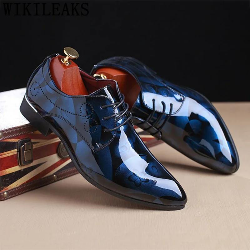 New Office Floral Pattern Mens Formal Leather Luxury Fashion Groom Wedding Oxford Formal Shoes Men Erkek Deri Ayakkabı Modelleri