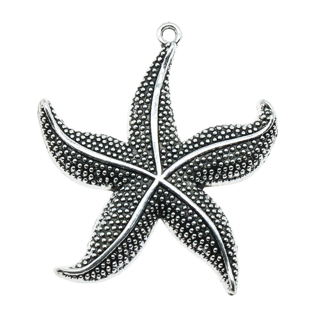 

2шт подвески в виде морской звезды античное серебро цвет цинковый сплав 50х43мм