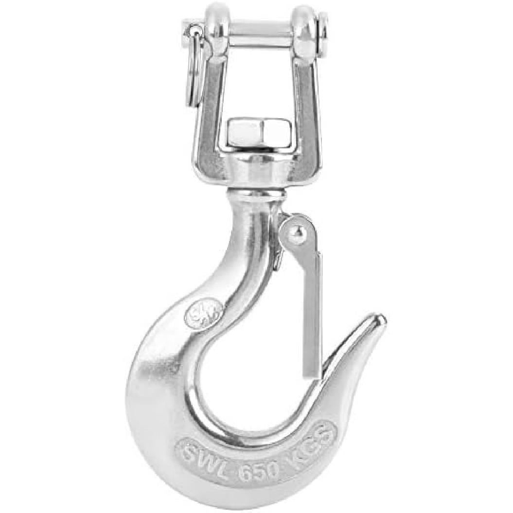 Hilitand Safety Hook 304 Stainless Steel Swivel Lifting Hook Steel Eye Hook with Rigging Accessory (650kg) 650kg