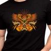 Rock N Roll T-Shirt Skull Wings Guitars Graphic Tee Music Flames Punk Gift