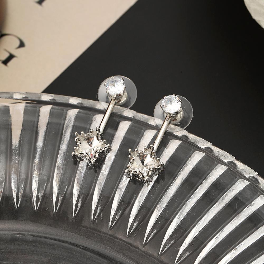 Super Flash Diamond-Set Star Stud Earrings Women'S Fashion Light Luxury Niche Earrings Sweet And Cute Temperament Earrings