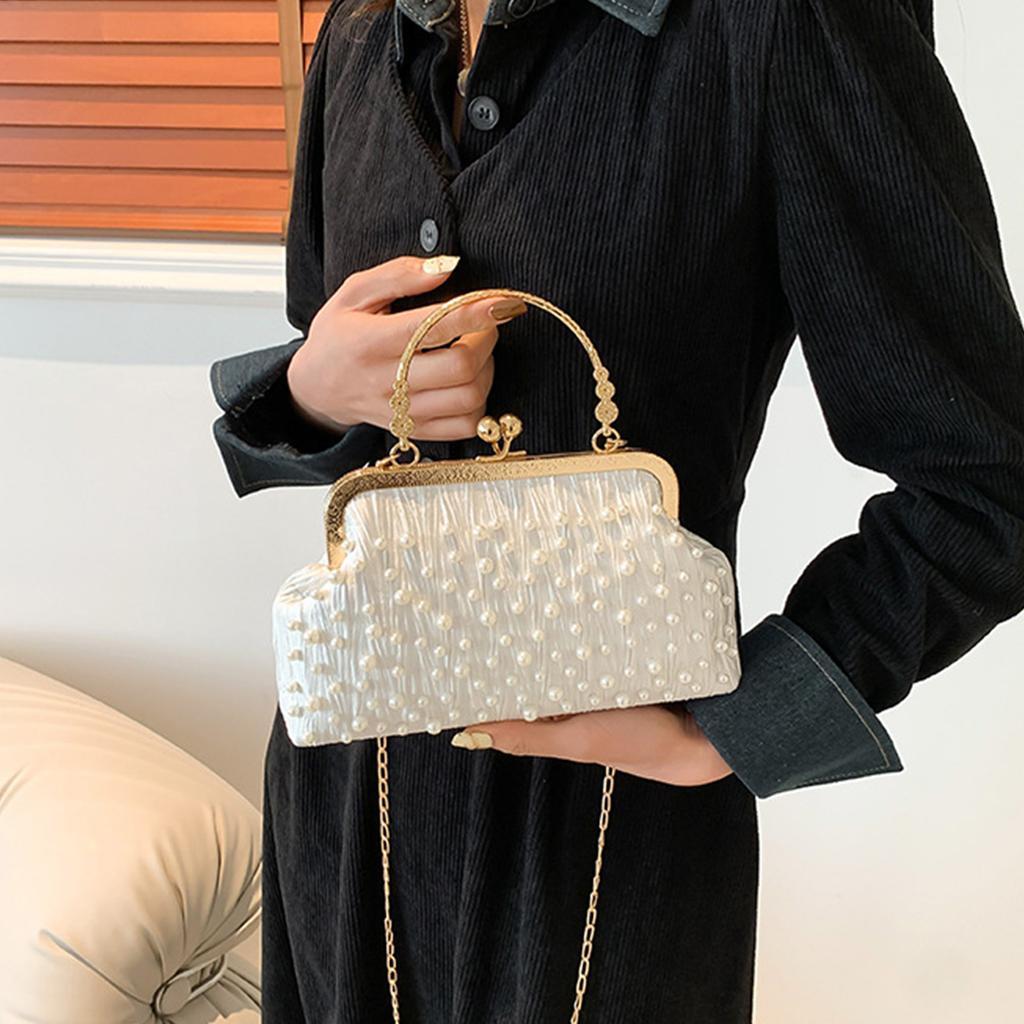 Faux Pearl Shoulder Bag Exquisite Decorative Stylish Handbag Portable Lightweight Women Fashionable Shoulder Handbag