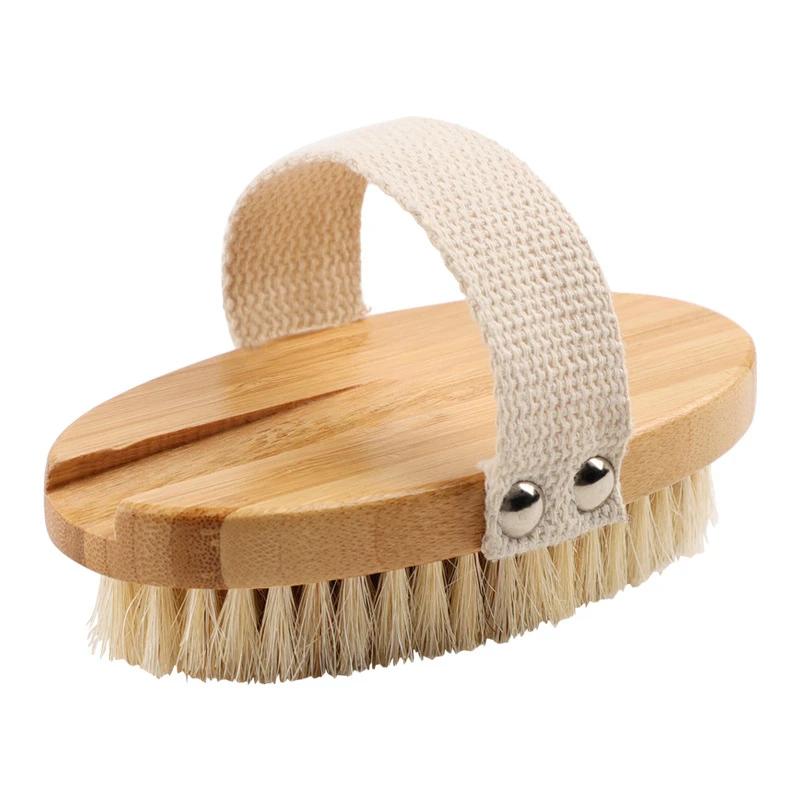 Natural Bristle Brush Dry Skin Body Soft SPA Brush Wooden Massage Bath Shower Brush Woman Skin Care SPA Exfoliating Body Brush