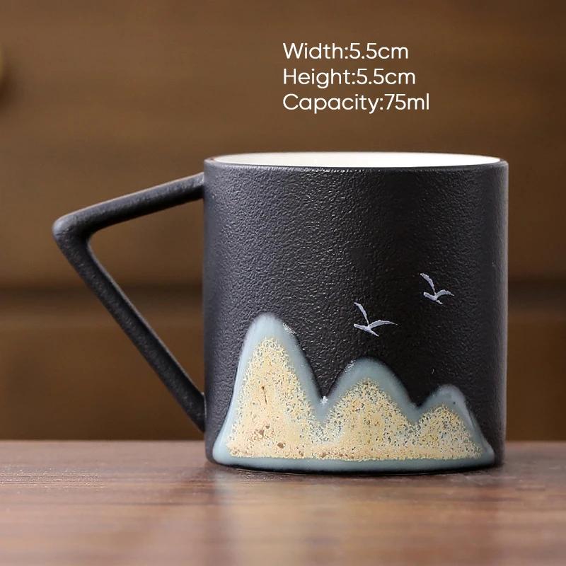 1pcs Chinese Style Mountain Ceramic Kung Fu Tea Cup Creative Pottery Espresso Cups Porcelain Coffee Cup Afternoon Teacup