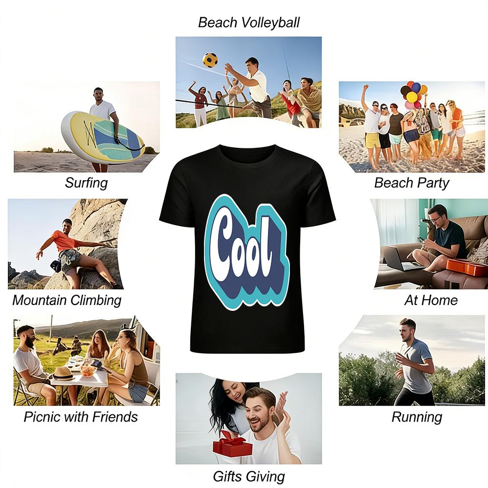 Cool Graphic Print Casual T-shirt Unisex Loose Breathable Crewneck Tee for Daily Wear Pure Cotton T-shirt