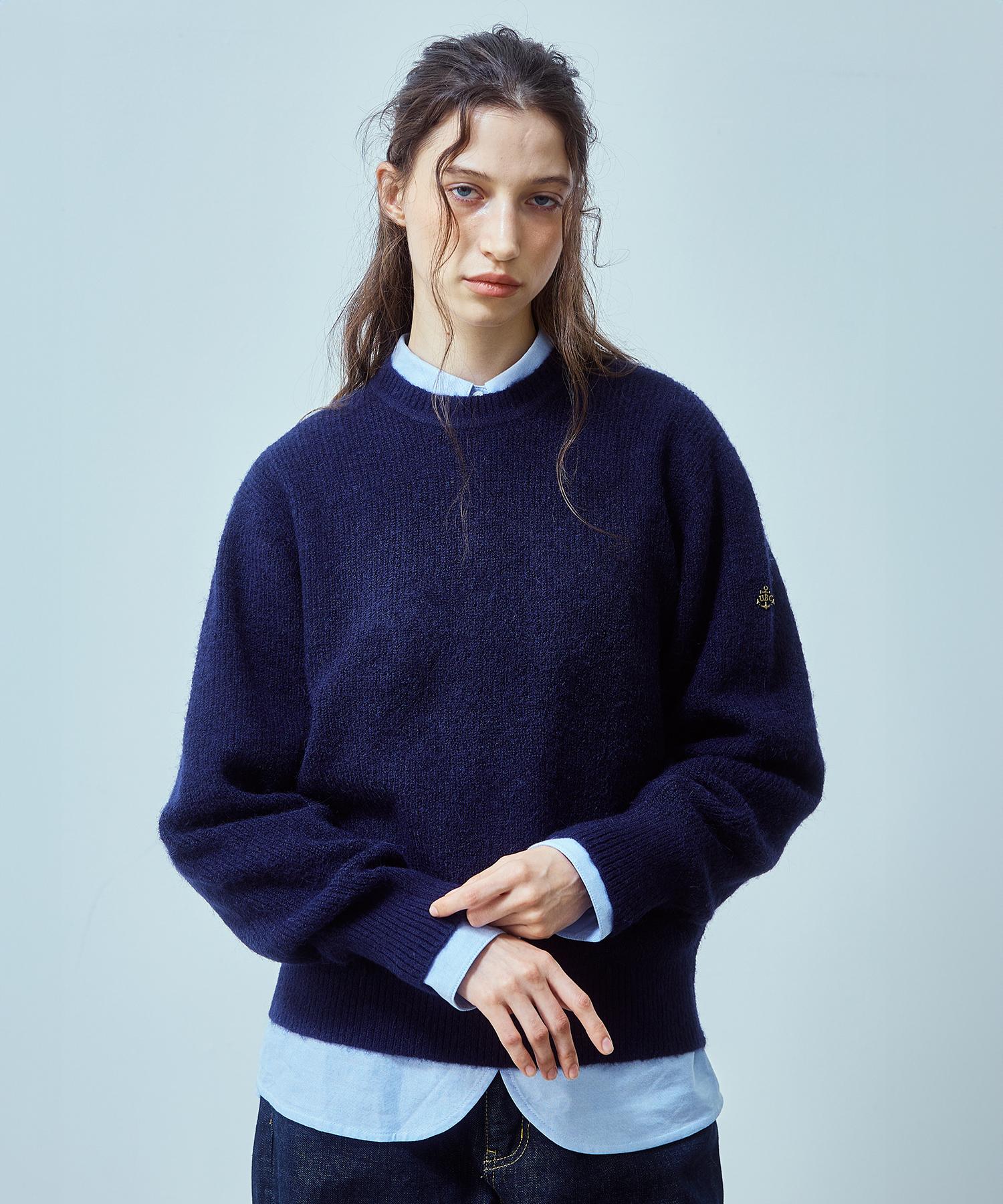 Uniform Bridge Alpaca Crew Neck Knit(Women) Navy Free
