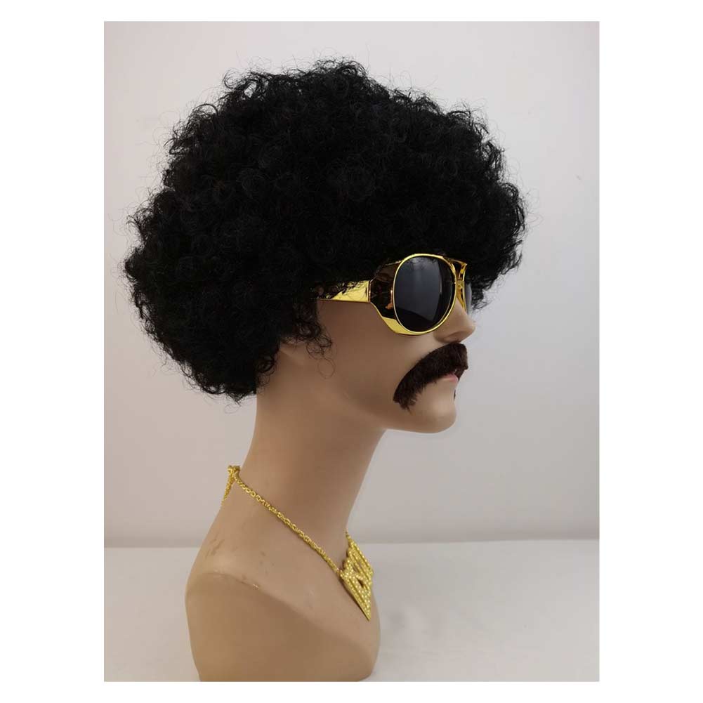 Hippie Cosplay Fantasy Afro Hair Wigs Eyeglasses Necklace 70S 80S Disco Party Disguise Costume Accessories Men Fantasia Props