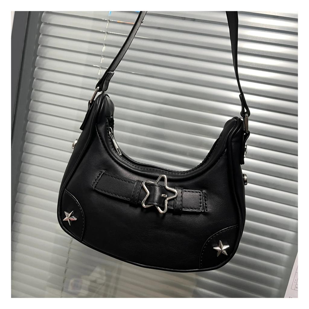 Sacs à main étoiles vintage pour femmes Fashi Hobos Sac d'épaule sous le bras Pochette pour dames Cuir PU Sacs d'aisselle féminins Sac cool Y2k