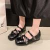 Fashion New Cross Buckle Strap Women Mary Jane Shoes Fashion Butterfly-knot Internal Elevation Shoes Ladies Concise College Style Shoes