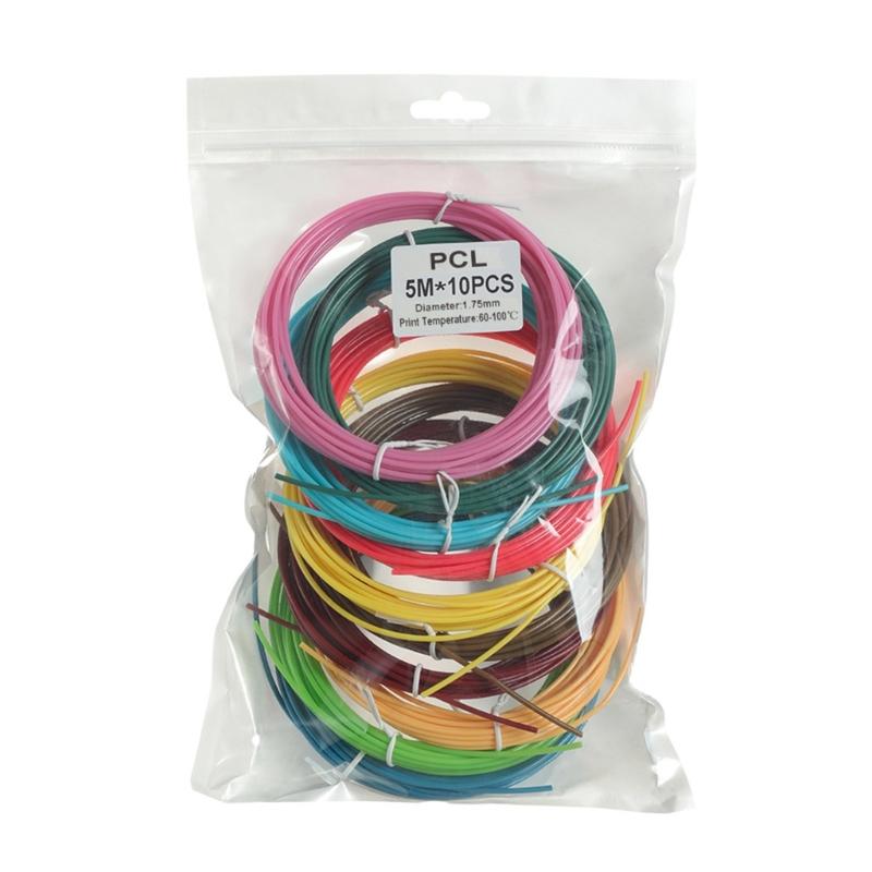 

1.75mm Diameter PCL 3D Pen Filaments Random Color, Smooth Texture Filaments for Low Temperature 3D Printing Pen